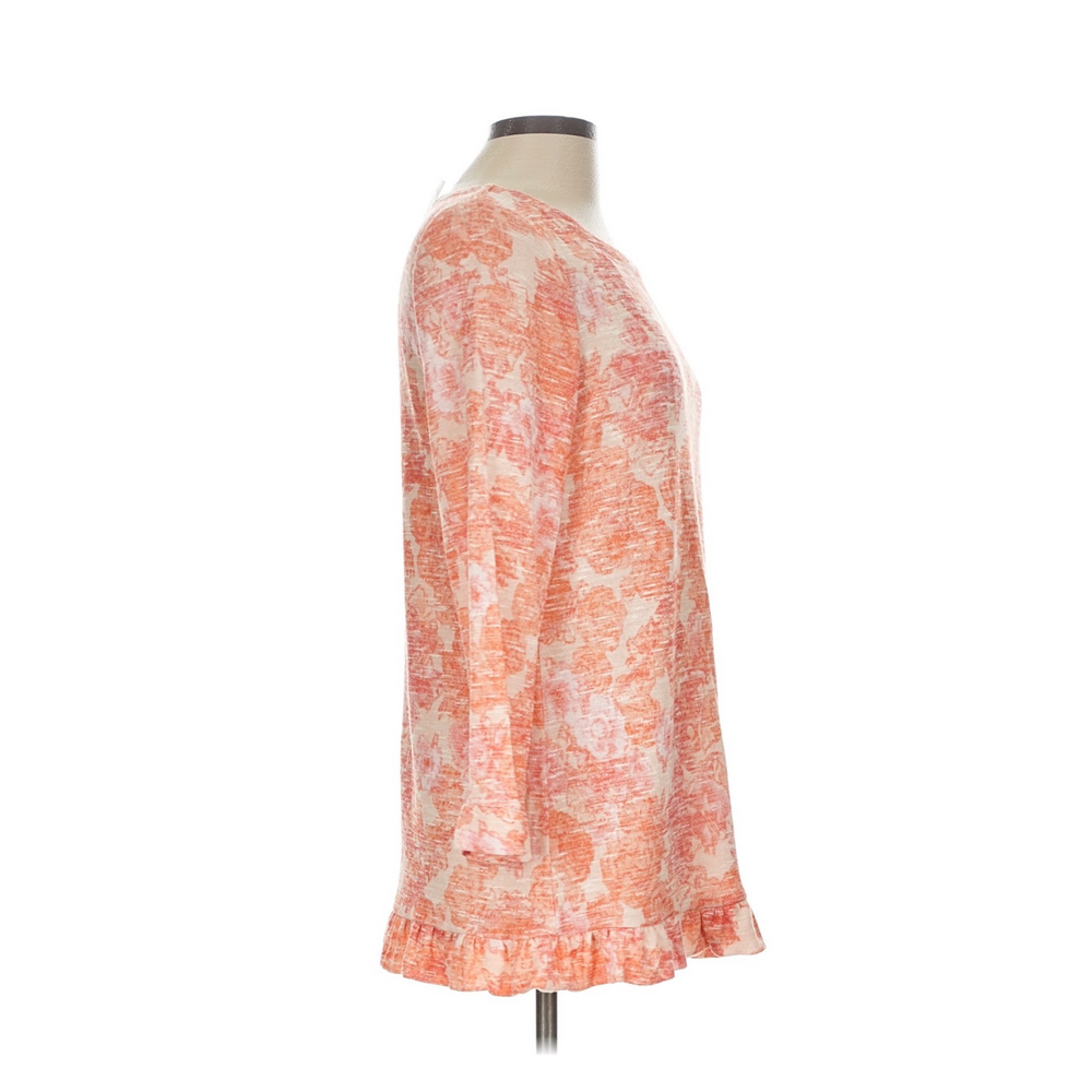 Rose +Olive Womens Orange Floral Long Sleeve Top - Picture 4 of 10